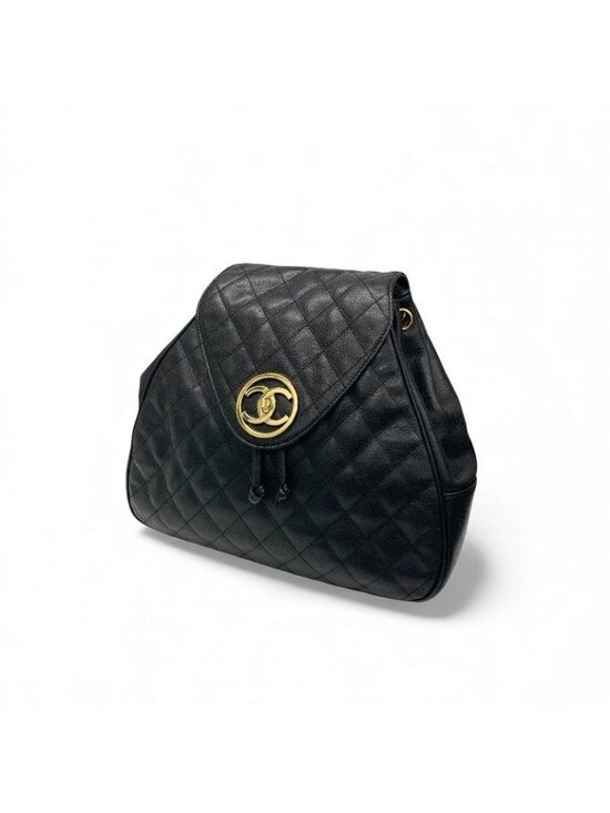 Chanel Bag Backpack Rucksack Black Gold Quilted Turn Lock main image 8